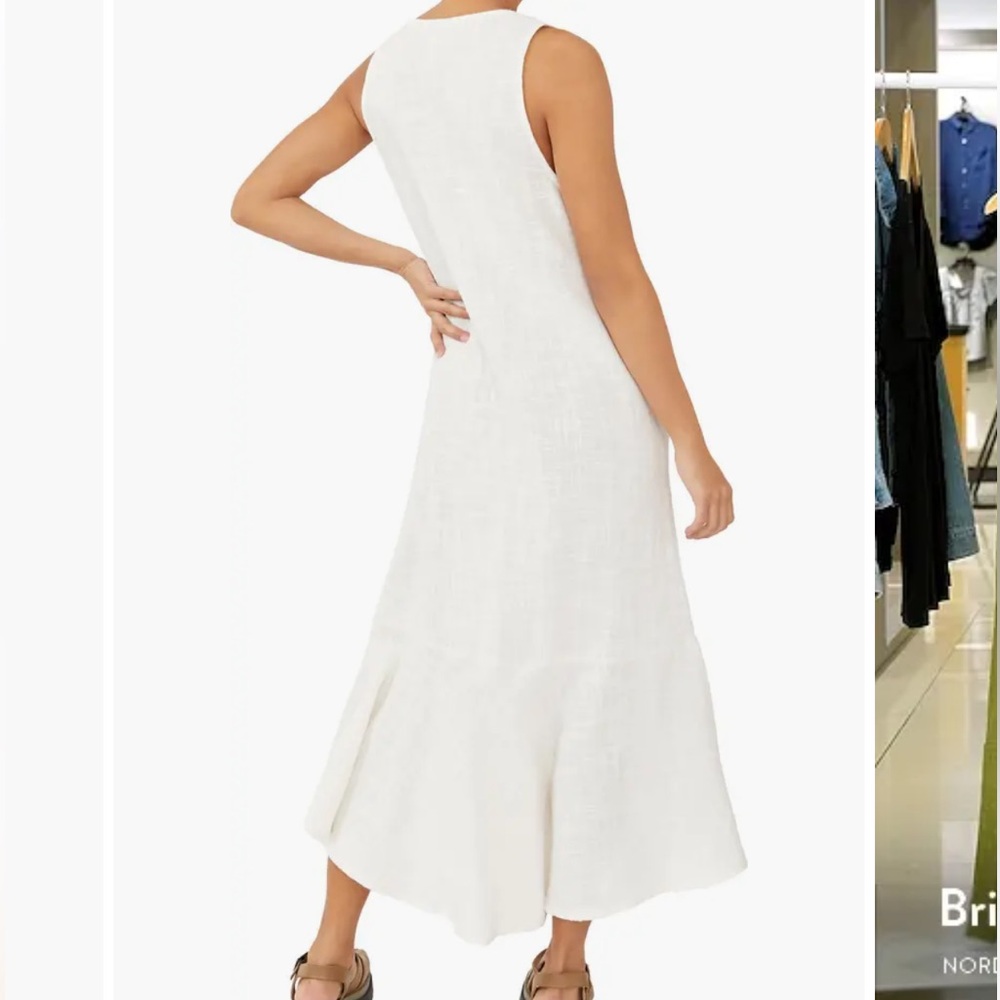 Free People White Sleeveless Button-Front Maxi Tunic Dress - Picture 9 of 16